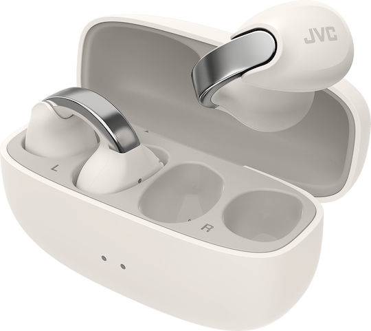 JVC HA-NP1T Open Ear Bluetooth Handsfree Earphones with Sweat Resistance and Charging Case Off White