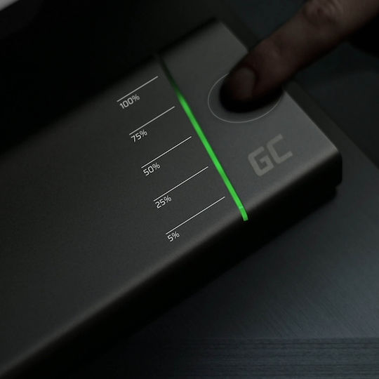 Green Cell PBGC04 Power Bank 26800mAh 128W with 2 USB-A Ports and 2 USB-C Ports Quick Charge 3.0 / Power Delivery Black vue 3