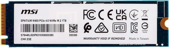 MSI Spatium M450 SSD 1TB M.2 Type with PCI Express 4.0 Connection S78-440L920-P83 view 3