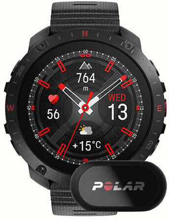 Polar Grit X2 Pro + Heart Rate Belt Stainless Steel 49mm Waterproof Smartwatch with Heart Rate Monitor (S/L Black Silicone Strap) view 1