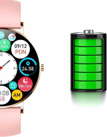 Manta Stainless Steel Smartwatch with Heart Rate Monitor (Pink) view 4