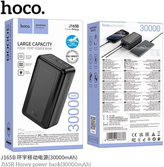 Hoco J165B Power Bank 30000mAh with 2 USB-A Ports and 2 USB-C Ports Black view 4