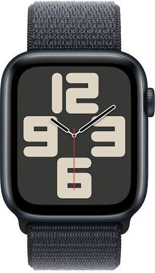 Apple Watch SE 2024 Cellular Aluminium 44mm Waterproof with eSIM and Heart Rate Monitor (Midnight with Midnight Sport Loop (M/L)) view 2