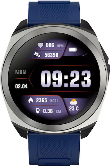 Canyon Maverick Waterproof Smartwatch with Heart Rate Monitor (Silver Blue)