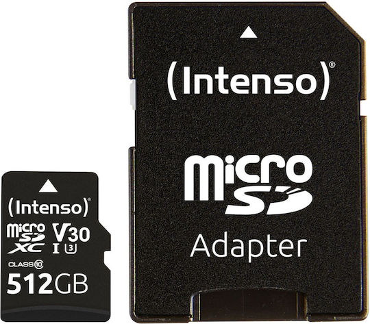 Intenso microSDXC 512GB Class 10 UHS-I 30MB/s Memory Card with Adapter view 1