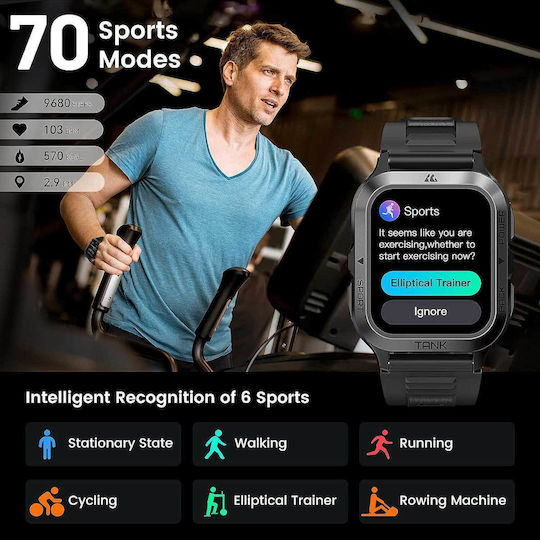 Kospet Tank M2 Smartwatch with Heart Rate Monitor (Black) view 4