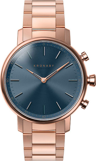 Kronaby Carat Hybrid Stainless Steel 38mm Waterproof Smartwatch (Rose Gold)