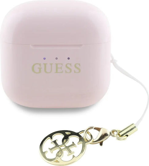 Guess Classic Logo Charm Earbud Bluetooth Handsfree Earphones with Charging Case Pink view 5