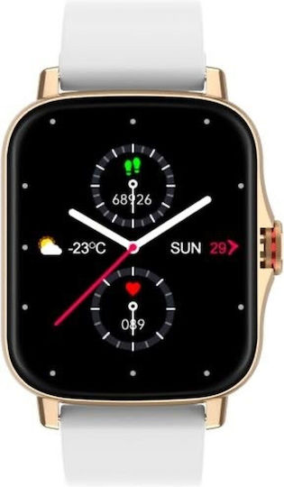 Radiant Las Vegas Premium 45mm Smartwatch with Heart Rate Monitor (Ipgold Sili White) view 1