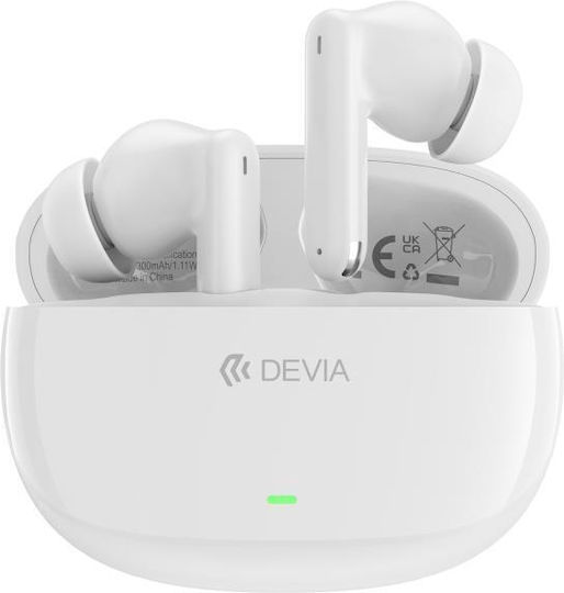 Devia EM420 Lite2 In-ear Bluetooth Handsfree Earphones with Charging Case White view 1