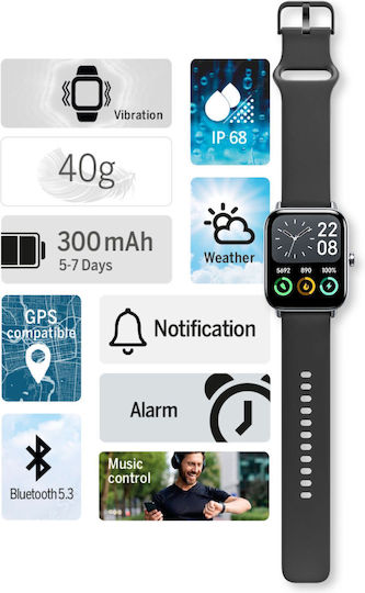 Bea-fon 101 45mm Smartwatch with Heart Rate Monitor (Black-Gray) vue 5