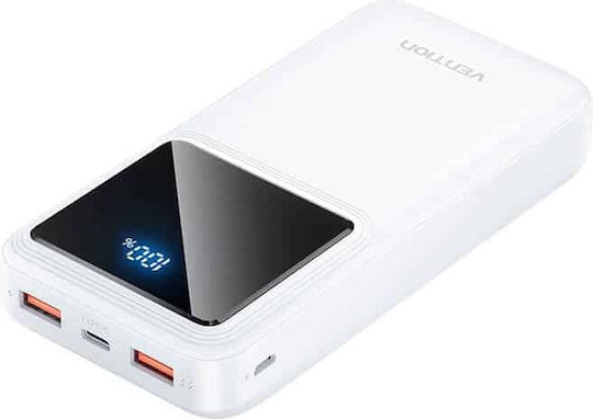 Vention FHLW0 Power Bank 20000mAh 22.5W with 2 USB-A Ports and USB-C Port White view 2