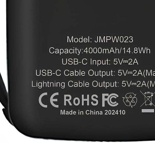 Jaym Power Bank 4000mAh Black vy 4