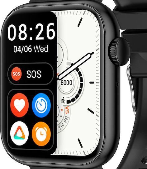 3Guys 3GW6701 45mm Smartwatch with Heart Rate Monitor (Black) view 2