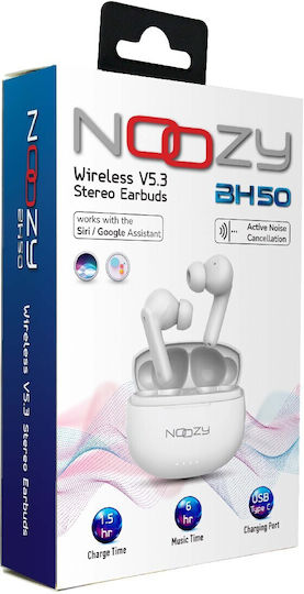 Noozy BH50 In-ear Bluetooth Handsfree Earphones with Charging Case White view 4