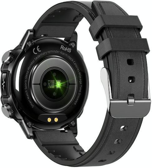 Et482 1.43 Inch Amoled Screen Sports Smart Watch Support Bluethooth Call Ecg Function Black Leather Band view 3