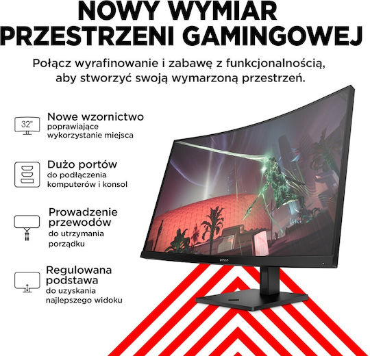 HP OMEN 32c VA HDR Curved Gaming Monitor 31.5" QHD 2560x1440 165Hz with Response Time 1ms GTG view 9