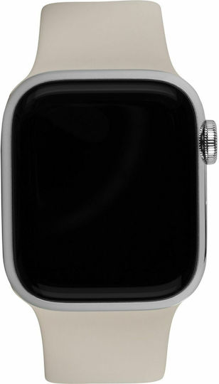 Apple Watch Series 7 Cellular Stainless Steel 45mm Waterproof with eSIM and Heart Rate Monitor (Silver with Starlight Sport Band) view 3