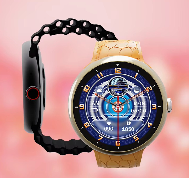 V16 Pro Max 50mm Smartwatch with Heart Rate Monitor (Orange/Brown) view 3