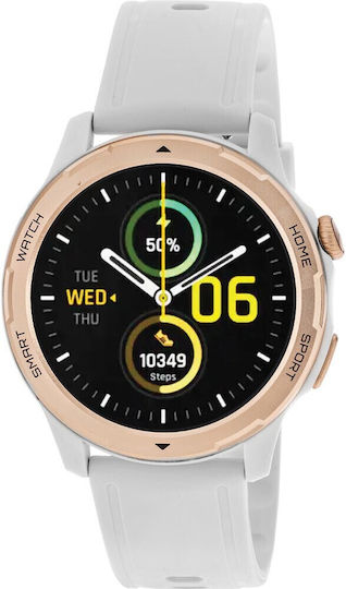 3Guys 3GW1453 45mm Smartwatch with Heart Rate Monitor (White Rubber Strap)