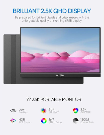 Arzopa Z1RC HDR Portable Monitor 16.1" QHD 2560x1600 vue 5