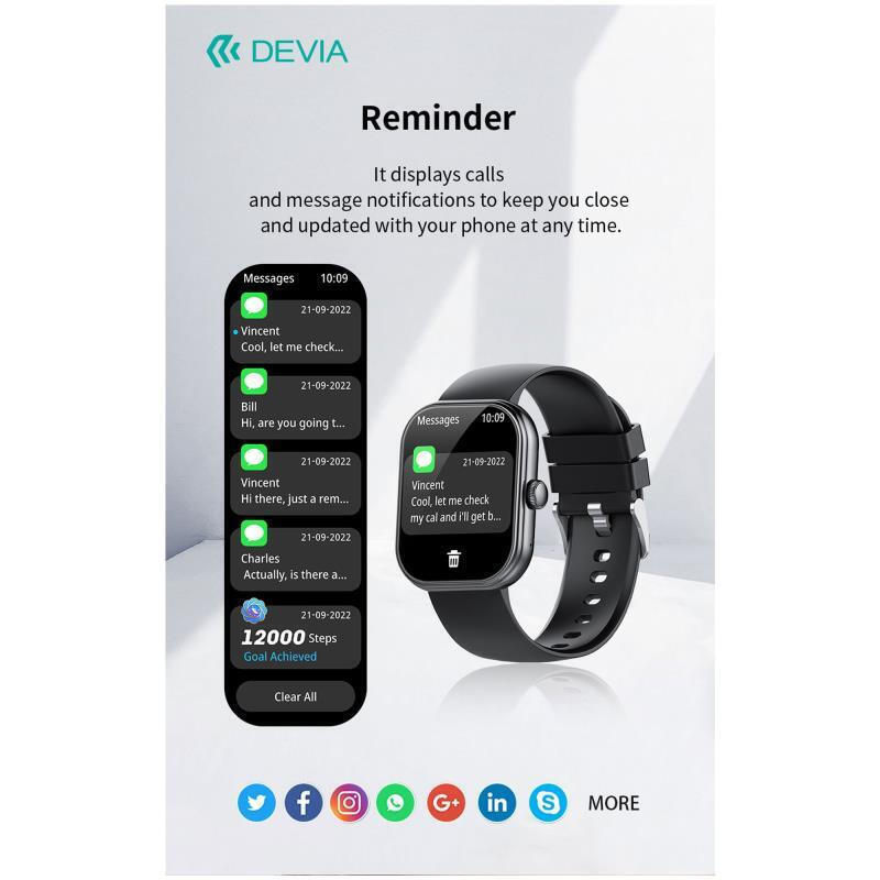 Devia WT6 49mm Smartwatch with Heart Rate Monitor (Black) view 5
