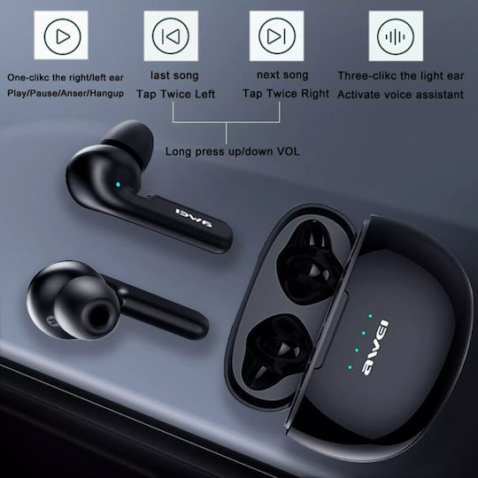 Awei T15 In-ear Bluetooth Handsfree Earphones with Charging Case Black view 8