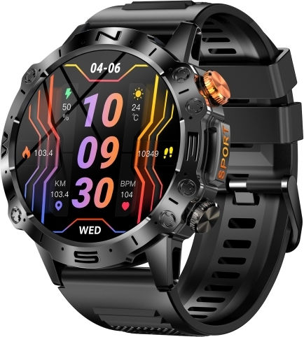 K59 Ip67 Bt5.0 1.43inch Smart Watch Support Voice Call Sleep Detection Black