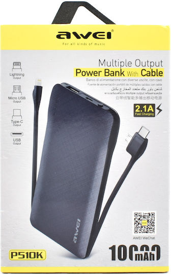 Awei P510K Power Bank 10000mAh with USB-A Port Blue view 3