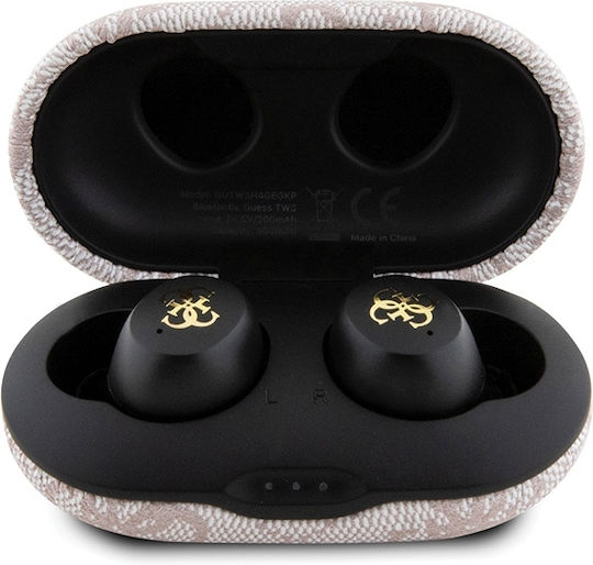 Guess 4G PU Metal Logo In-ear Bluetooth Handsfree Earphones with Charging Case Pink view 3