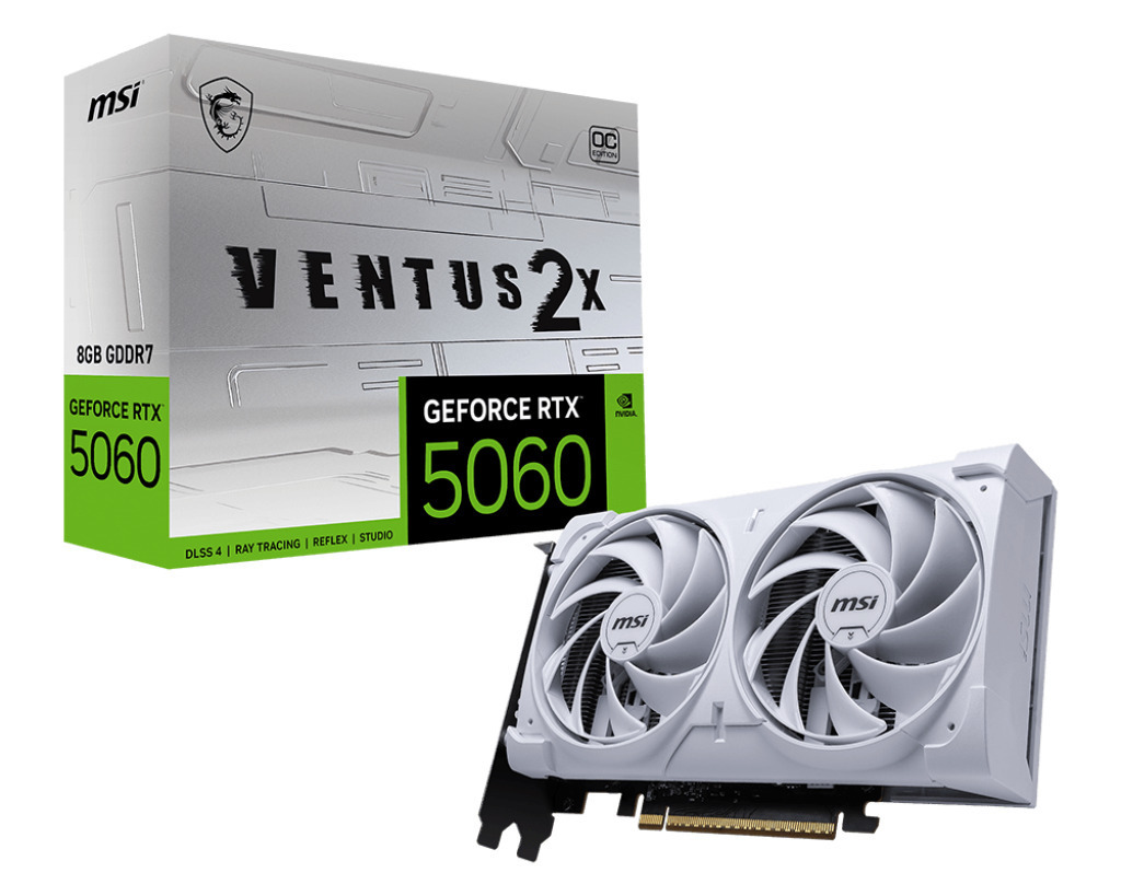 MSI GeForce RTX 5060 8GB GDDR7 Ventus 2X OC White Graphics Card V537-003R