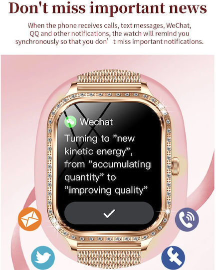 Microwear MK88 Smartwatch with Heart Rate Monitor (Gold Steel) view 9