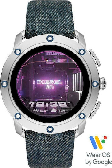 Diesel Axial Stainless Steel 48mm Smartwatch with Heart Rate Monitor (Blue)