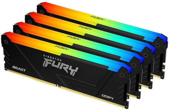 Kingston Fury Beast DDR4 128GB RAM with 4x32GB Modules and Speed 3600 for Desktop KF436C18BB2AK4/128