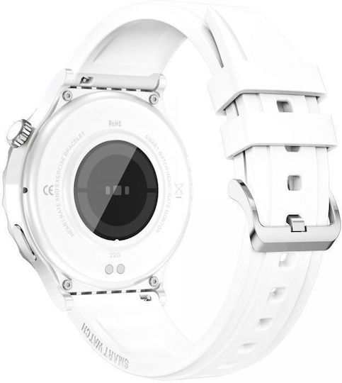 Aoke E23 Stainless Steel 44mm Smartwatch with Heart Rate Monitor (White) view 6