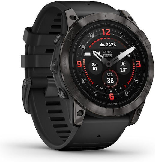 Garmin Epix Pro (Gen 2) Sapphire Edition Titanium 51mm Waterproof Smartwatch with Heart Rate Monitor (Carbon Grey DLC Titanium with Black Band) view 3