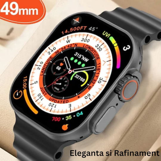 I8 Smartwatch (Titanium/Orange) view 3