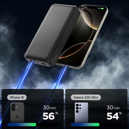 Spigen EA3020 Power Bank 20000mAh 30W with USB-A Port and USB-C Port Black view 4