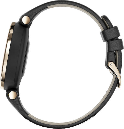 Garmin Lily Classic Stainless Steel Waterproof Smartwatch with Heart Rate Monitor (Cream Gold Bezel with Black Case and Italian Leather Band) view 5