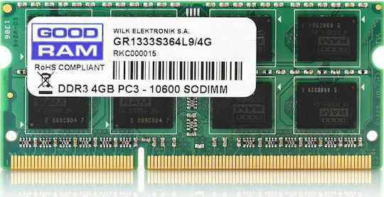 GoodRAM DDR3 with Module 1x4GB and Speed 1600 for Laptop GR1600S364L11S/4G