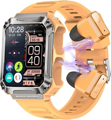 Ovisen T93 1.96 Inch Ips Screen 2 In 1 Bluetooth Headset Smart Watch Supports Blood Oxygen Monitoring Bluetooth Music Orange