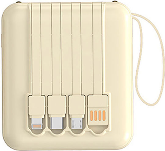 Avizar Power Bank 10000mAh 20W with USB-A Port and USB-C Port Beige view 2