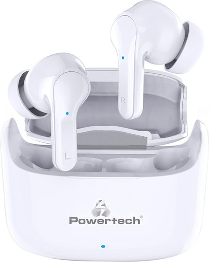 Powertech PT-1052 In-ear Bluetooth Handsfree Earphones with Sweat Resistance and Charging Case White