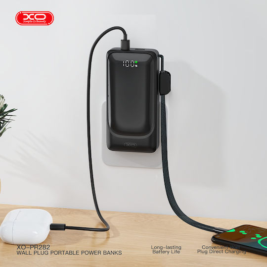 XO PR282 Power Bank 10000mAh 22.5W with USB-A Port and USB-C Port Black view 6
