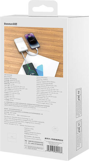 Baseus Comet Power Bank 10000mAh 22.5W with USB-A Port and USB-C Port Power Delivery White vue 7