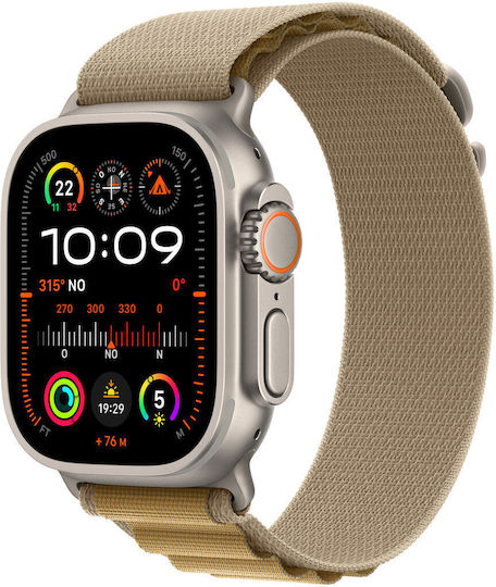 Apple Watch Ultra 2 Titanium 49mm Waterproof with eSIM and Heart Rate Monitor (Natural with Tan Alpine Loop - Medium) view 2