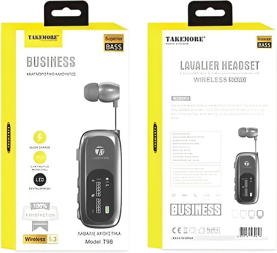 Takemore T98 In-ear Bluetooth Handsfree Earphone Lapel Black view 2