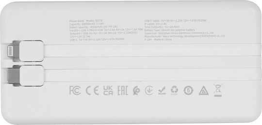 Borofone BJ57B Power Bank 30000mAh 22.5W with 2 USB-A Ports and USB-C Port White view 7