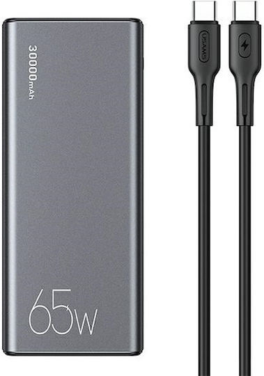 Usams US-CD165 Power Bank 30000mAh 65W with 2 USB-A Ports and USB-C Port Power Delivery Black
