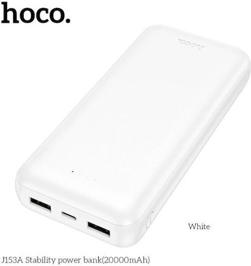 Hoco J153A Power Bank 20000mAh with USB-A Port and USB-C Port White